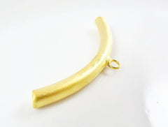 Organic Necklace Bracelet Curve Tube Bead Spacer with Loop - 22k Matte Gold Plated - 1 pc