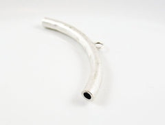 Organic Necklace Bracelet Curve Tube Bead Spacer with Loop - Matte Silver Plated - 1 pc
