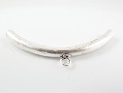 Organic Necklace Bracelet Curve Tube Bead Spacer with Loop - Matte Silver Plated - 1 pc