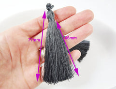Long Deep Green Grass Silk Thread Tassels - 3 inches - 77mm - 2 pc
