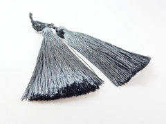 Long Deep Gray Silk Thread Tassels - 3 inches - 77mm - 2 pc