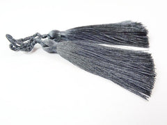 Long Deep Gray Silk Thread Tassels - 3 inches - 77mm - 2 pc