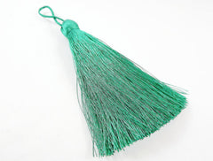 Extra Large Thick Soft teal Green Silk Thread Tassels - 4.4 inches - 113mm - 1 pc