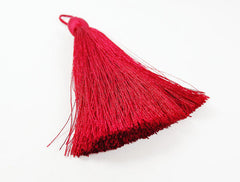 Extra Large Thick Deep Red Silk Thread Tassels - 4.4 inches - 113mm - 1 pc