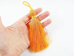 Extra Large Thick Sunshine Yellow Silk Thread Tassels - 4.4 inches - 113mm - 1 pc