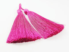 Long Violet Pink Silk Thread Tassels - 3 inches - 77mm - 2 pc