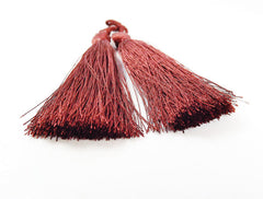 Long Brown Silk Thread Tassels - 3 inches - 77mm - 2 pc