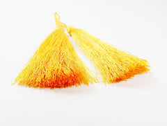 Long Soft Sunshine Yellow Silk Thread Tassels - 3 inches - 77mm - 2 pc