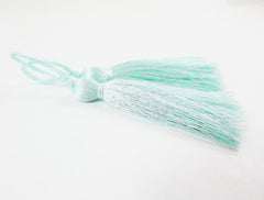 Long Pale Ice Aqua Silk Thread Tassels - 3 inches - 77mm - 2 pc
