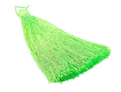 Extra Large Light Thick Neon Green Silk Thread Tassels - 4.4 inches - 113mm - 1 pc