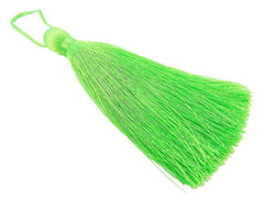 Extra Large Light Thick Neon Green Silk Thread Tassels - 4.4 inches - 113mm - 1 pc