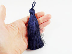 Extra Large Thick Navy Silk Thread Tassels - 4.4 inches - 113mm - 1 pc