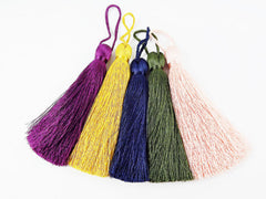 Extra Large Thick Plum Purple Silk Thread Tassels - 4.4 inches - 113mm - 1 pc