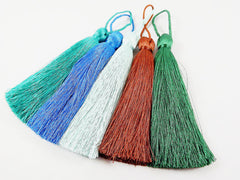 Extra Large Thick Blue Silk Thread Tassels - 4.4 inches - 113mm - 1 pc