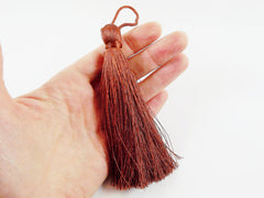 Extra Large Thick Brown Silk Thread Tassels - 4.4 inches - 113mm - 1 pc