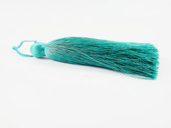 Extra Large Thick Aqua Teal Silk Thread Tassels - 4.4 inches - 113mm - 1 pc