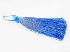 Extra Large Thick Blue Silk Thread Tassels - 4.4 inches - 113mm - 1 pc