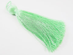 Extra Large Thick Mint Green Silk Thread Tassels - 4.4 inches - 113mm - 1 pc