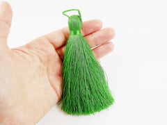 Extra Large Thick Forest Green Silk Thread Tassels - 4.4 inches - 113mm - 1 pc