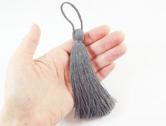 Extra Large Thick Gray Silk Thread Tassels - 4.4 inches - 113mm - 1 pc