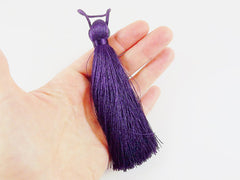 Extra Large Thick Deep Purple Silk Thread Tassels - 4.4 inches - 113mm - 1 pc