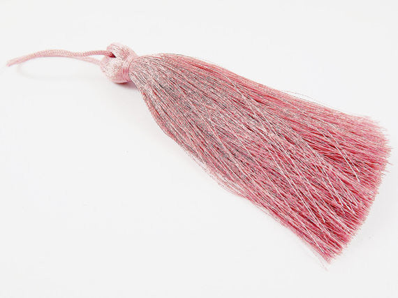 Extra Large Thick Dusty Rose Pink Silk Thread Tassels - 4.4 inches - 113mm - 1 pc