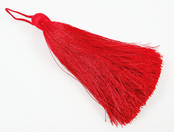 Extra Large Thick Red Thread Tassels - 4.4 inches - 113mm - 1 pc