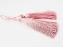 Long Dusty Rose Pink Silk Thread Tassels - 3 inches - 77mm - 2 pc