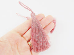 Long Dusty Rose Pink Silk Thread Tassels - 3 inches - 77mm - 2 pc