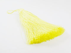 Extra Large Thick Lemon Yellow Silk Thread Tassels - 4.4 inches - 113mm - 1 pc