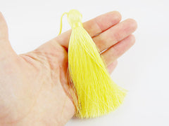 Extra Large Thick Lemon Yellow Silk Thread Tassels - 4.4 inches - 113mm - 1 pc