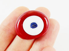 Cranberry Red Evil Eye Nazar Glass Bead - Traditional Turkish Handmade - 27 mm