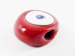 Cranberry Red Evil Eye Nazar Glass Bead - Traditional Turkish Handmade - 27 mm