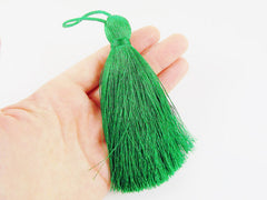 Extra Large Thick Emerald Green Thread Tassels - 4.4 inches - 113mm - 1 pc