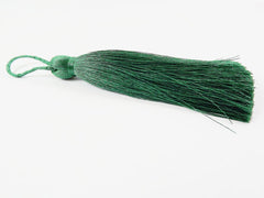 Extra Large Deep Green Silk Thread Tassels - 4.4 inches - 113mm - 1 pc