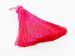 Extra Large Thick Raspberry Red Silk Thread Tassels - 4.4 inches - 113mm - 1 pc