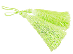 Long Lime Green Chartreuse Silk Thread Tassels - 3 inches - 77mm - 2 pc