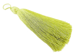 Extra Large Thick Soft Green Chartreuse Silk Thread Tassels - 4.4 inches - 113mm - 1 pc
