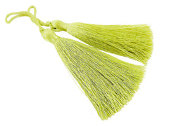 Long Soft Green Chartreuse Silk Thread Tassels - 3 inches - 77mm - 2 pc