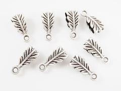 8 Mini Leaf Pendant Bails - Matte Antique Silver Plated
