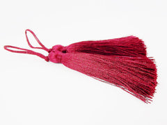 Long Burgundy Silk Thread Tassels - 3 inches - 77mm - 2 pc