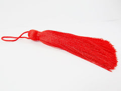 Extra Large Thick Deep Orange Silk Thread Tassels - 4.4 inches - 113mm - 1 pc