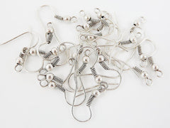 12 pairs of French Earwire Earring Wire Hooks - Matte Anitque Silver Plated Brass