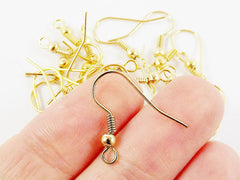 12 pairs of French Earwire Earring Wire Hooks - Shiny Gold Plated Brass