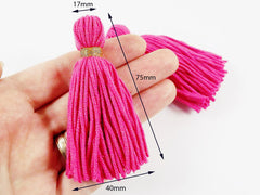 Long Brown Handmade Wool Thread Tassels - 3 inches - 75mm - 2 pc