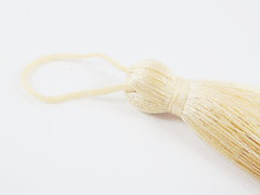 Extra Large Thick Warm Cream Silk Thread Tassels - 4.4 inches - 113mm - 1 pc
