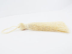 Extra Large Thick Warm Cream Silk Thread Tassels - 4.4 inches - 113mm - 1 pc