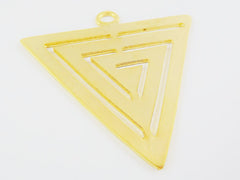 Large Fretwork Triangle Minimalist Geometric Pendant - 22k Matte Gold Plated - 1pc