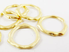 6 Organic Shaped Ring Closed Loop Circle Pendant Connector - 22k Matte Gold Plated - 6 PC