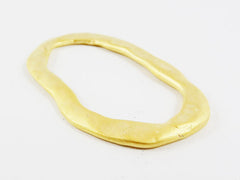 Large Organic Textured Flat Oval Ring Closed Loop Circle Pendant Connector - 22k Matte Gold Plated - 1 PC